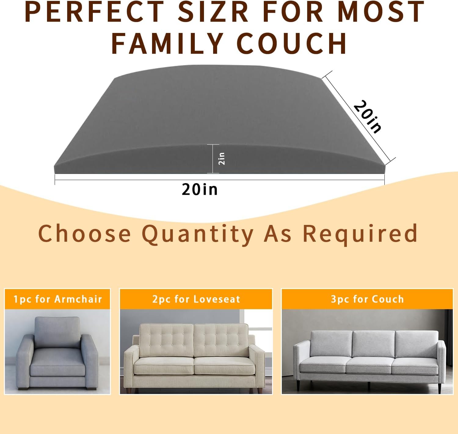 Detalle 2 de Aslhuioo Sofa Support Boards for 2 Seater (50 x 50cm) – cushion sag repair under-seat foam saver
