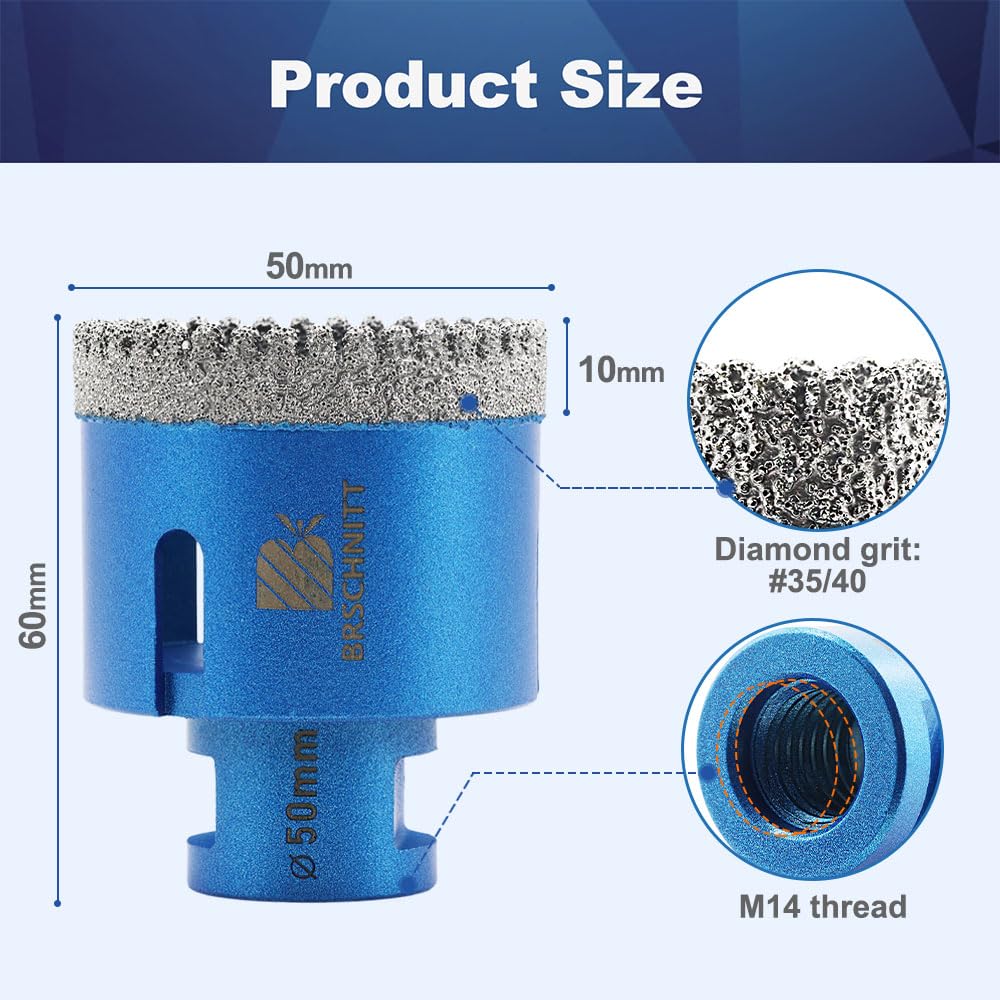 Detalle 2 de Diamant Fliesenbohrer 50 mm M14 für Winkelschleifer
