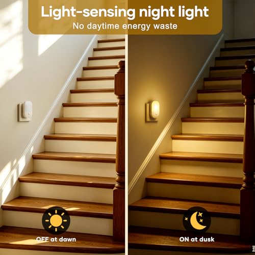 Thumbnail 3 de Suright 2-Pack Dimmable LED Night Lights, 3000K Warm White, Dusk-to-Dawn Sensor