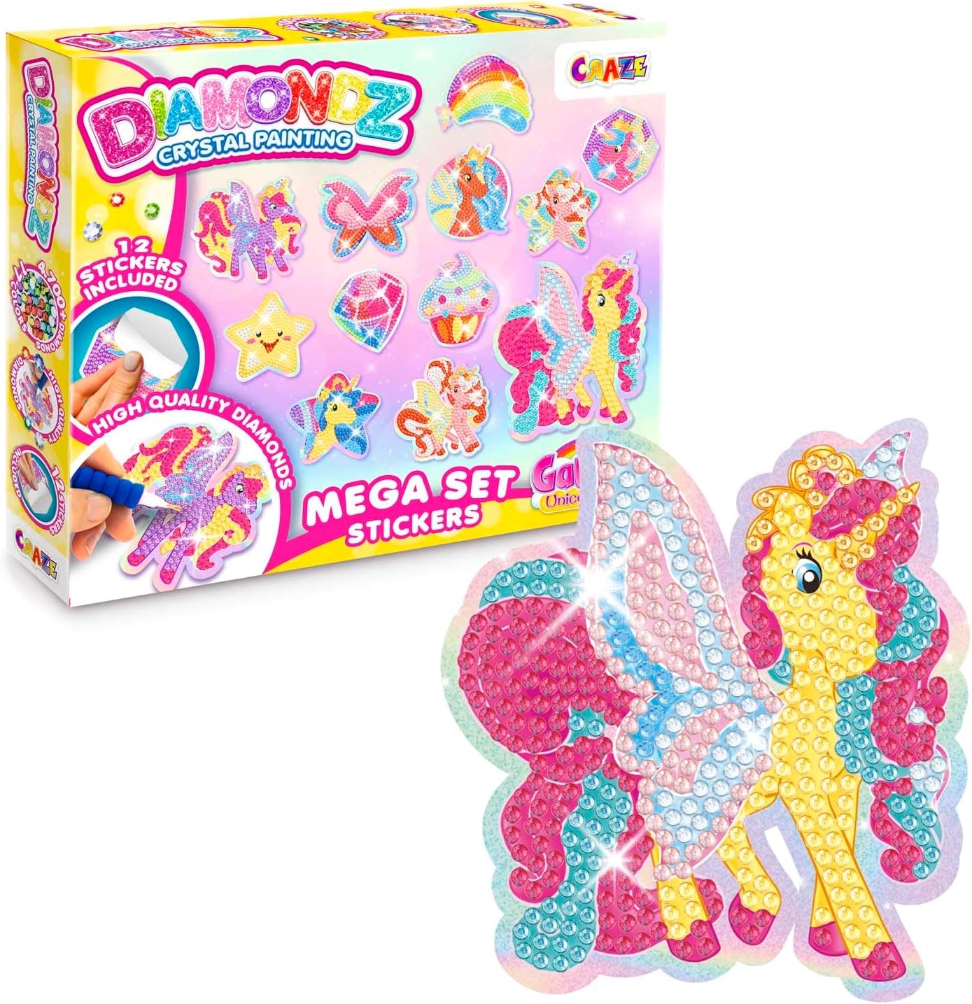 Detalle de CRAZE DIAMONDZ Mega Set di adesivi Galupy Unicorn – Set di mosaici diamantati per bambini