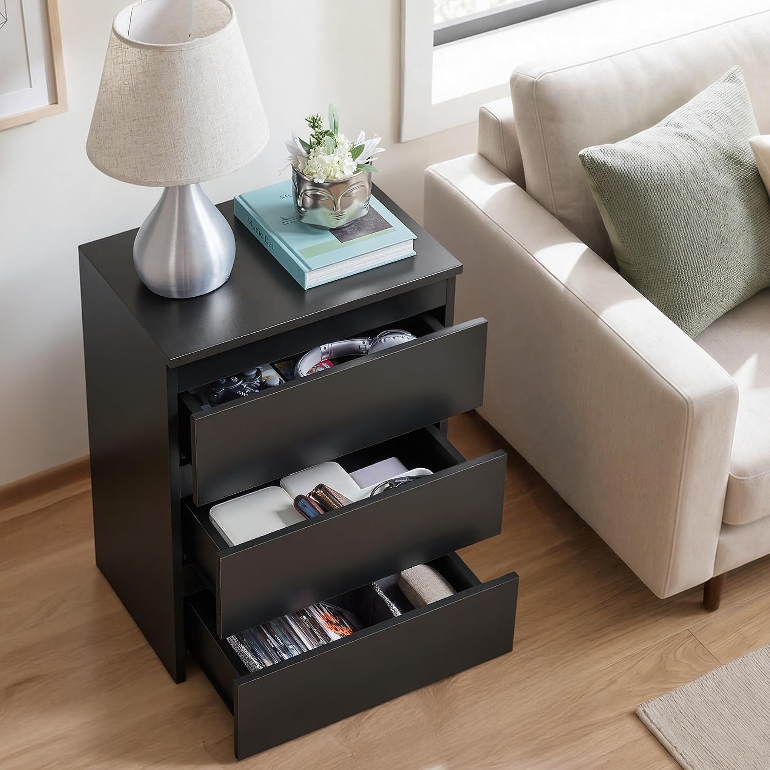 Detalle 1 de Yaheetech 3-Drawer Nightstand