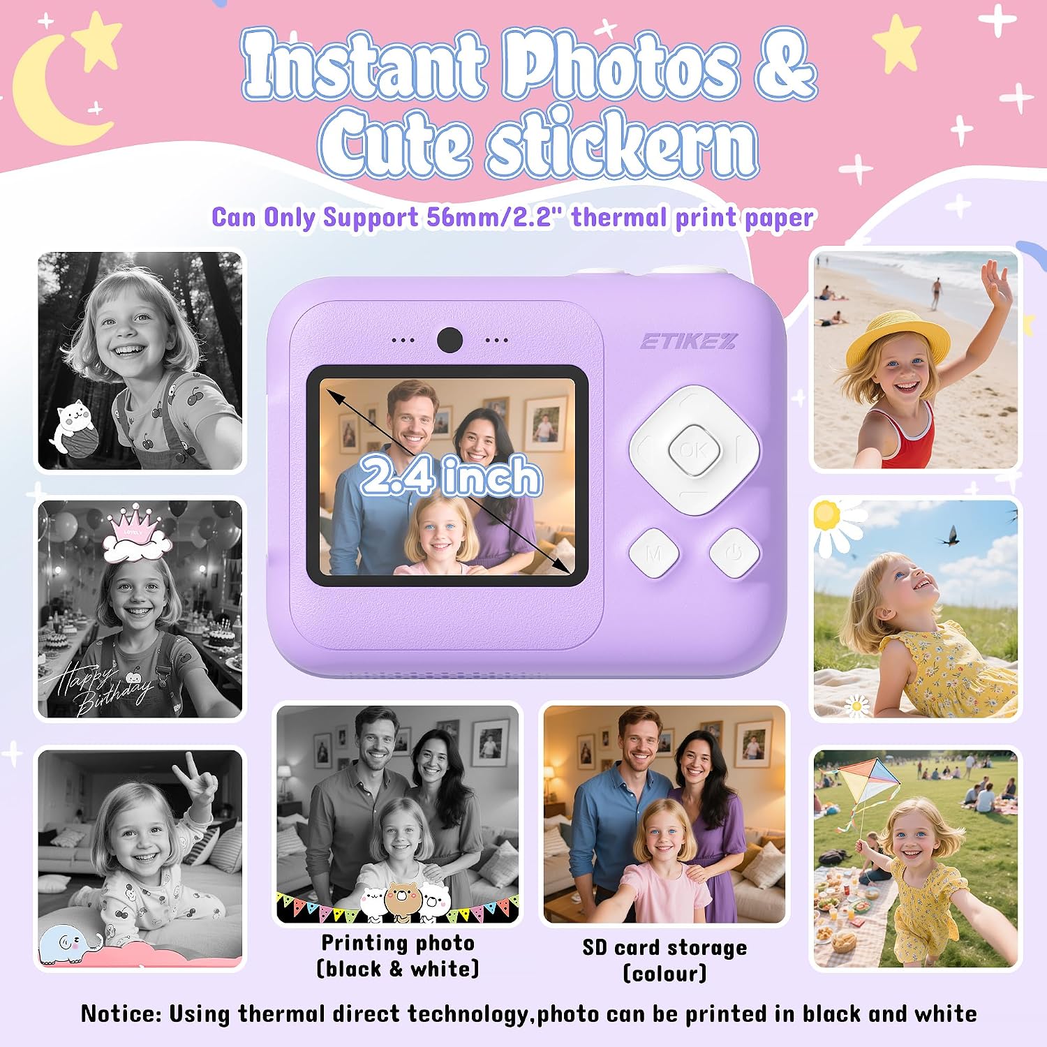 Detalle de ETIKEZ Kids Camera 1080P instant print, 32GB