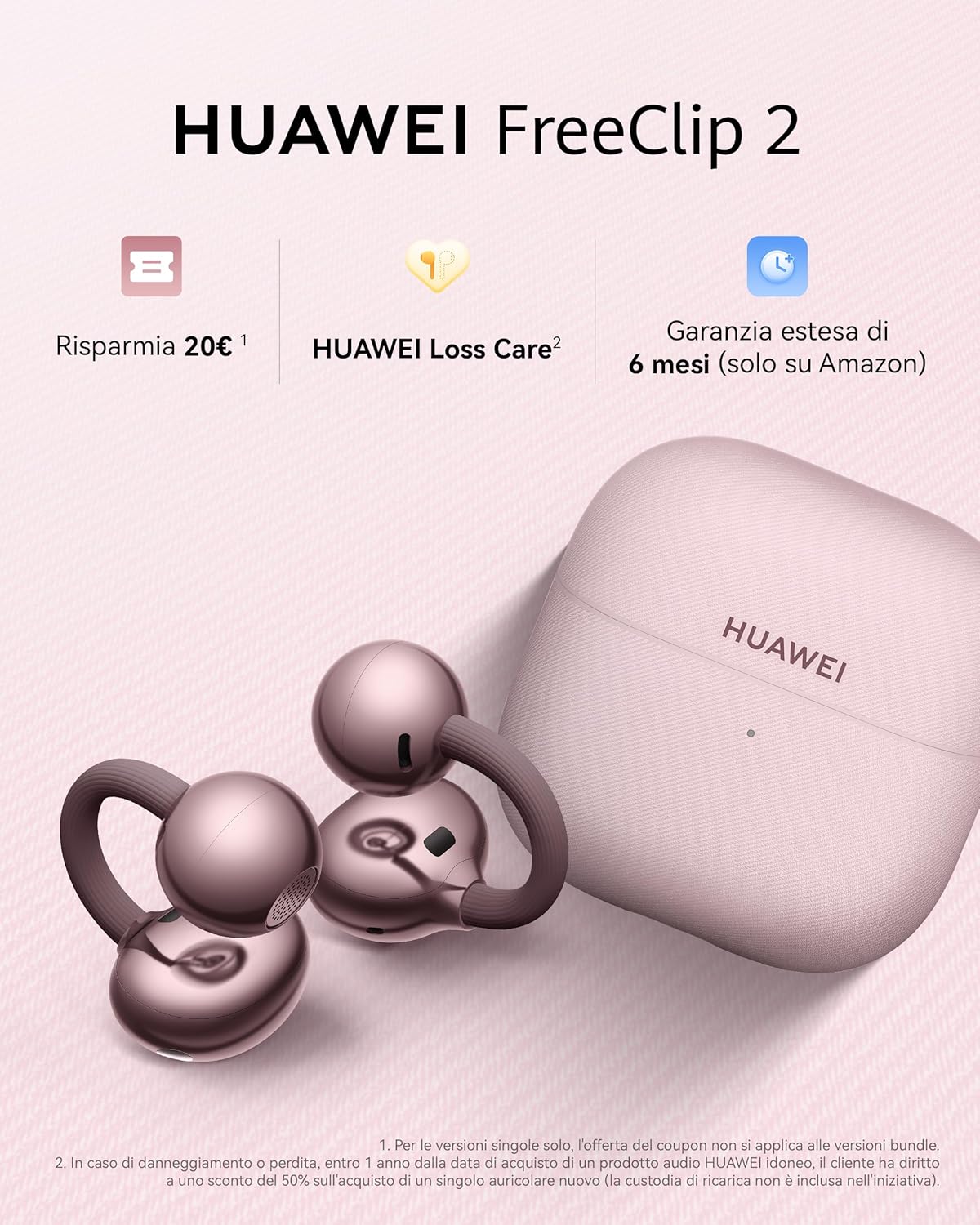 Thumbnail 1 de HUAWEI FreeClip 2 Viola Bacca – auricolari open-ear ultra-leggeri con ascolto adattivo e autonomia fino a 38 ore