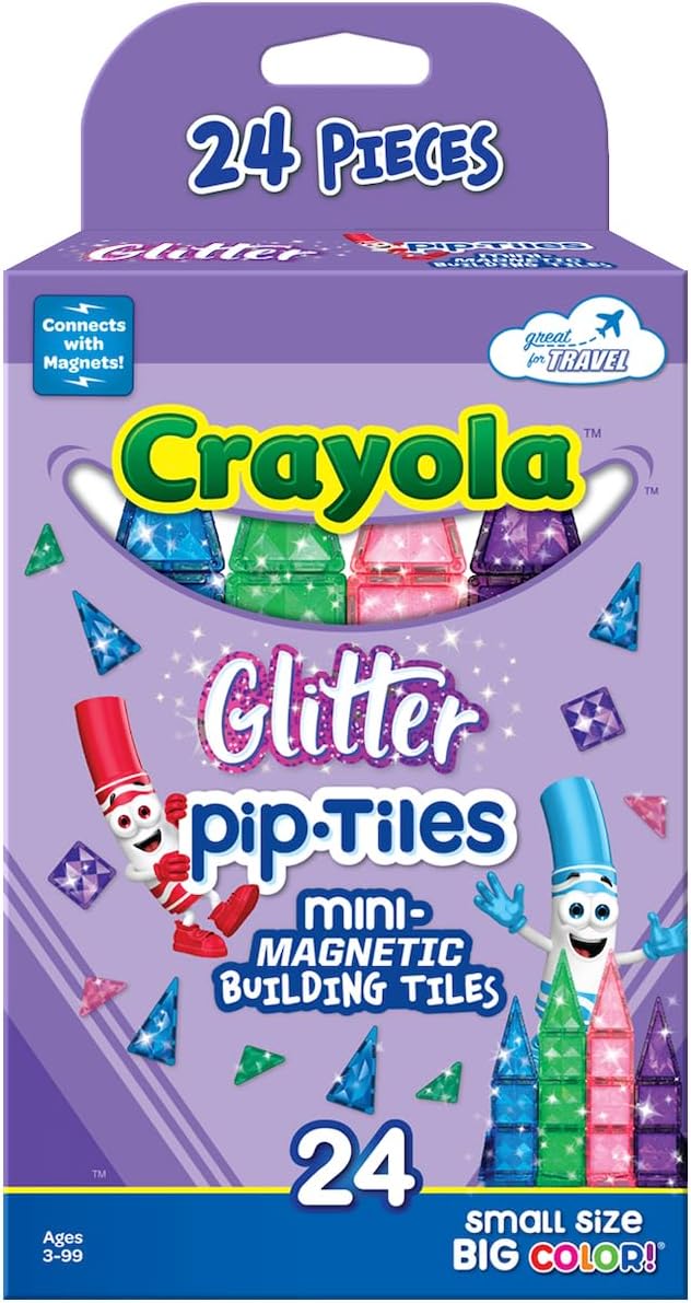 Thumbnail 1 de CreateOn Crayola Mini Magnetic PIP-Tiles: 24-Piece Glitter Magnetic Building Set for Travel Fun