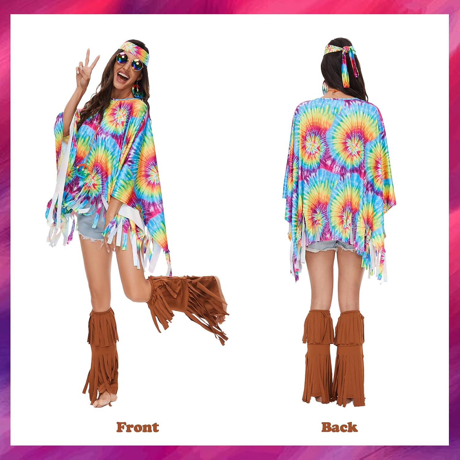 Thumbnail 4 de Sekepingo 4Pcs70sFancy Dress Set for Women – Disco/Abba 70s Retro Costume
