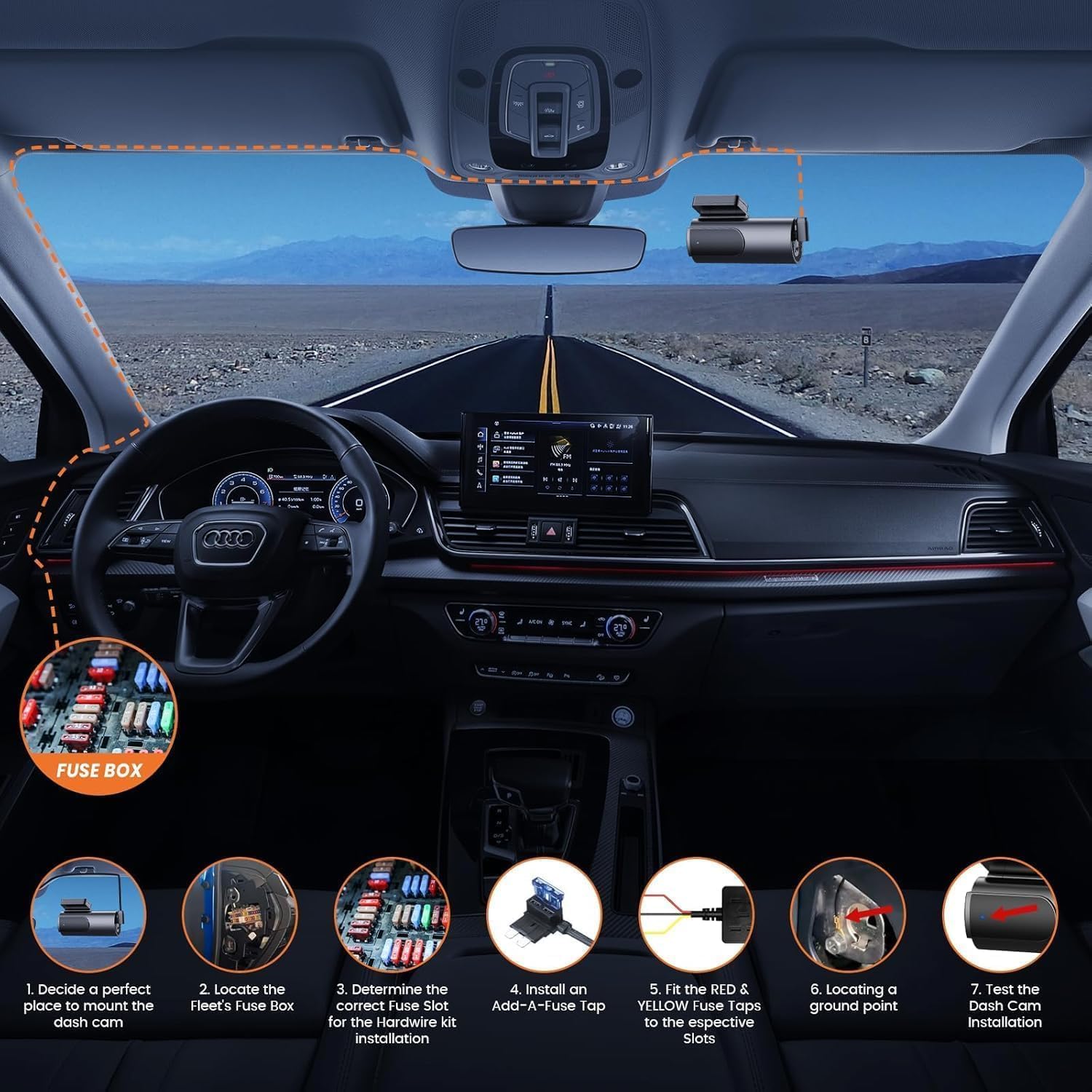 Detalle de GKU Kit di Cablaggio Hardwire Type-C per Dashcam: alimentazione continua e protezione integrata