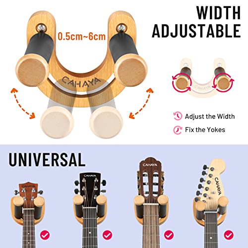 Detalle 2 de CAHAYA Support mural pour guitare avec crochet réglable en forme de U – 5 médiators et sac de sélection inclus