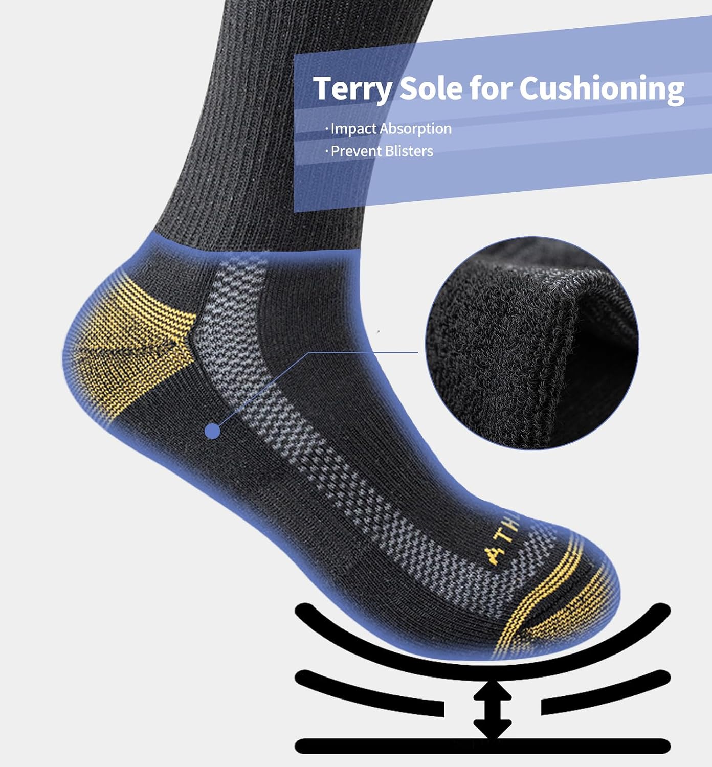 Detalle de JOYNÉE Mens Athletic Crew Socks (5/10 Pairs) Lightweight Cushioned Breathable Work & Running Socks
