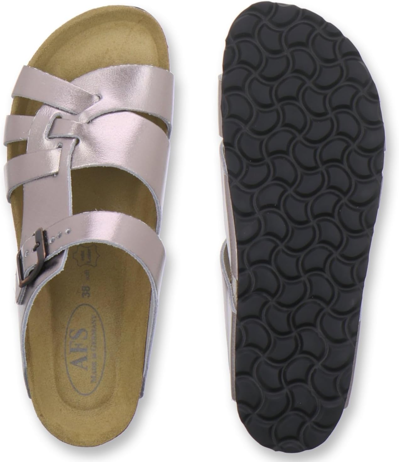 Detalle de Sandales en cuir pour femme à boucle réglable (AFS-SchuheAFS-Schuhe) : confort et maintien au quotidien