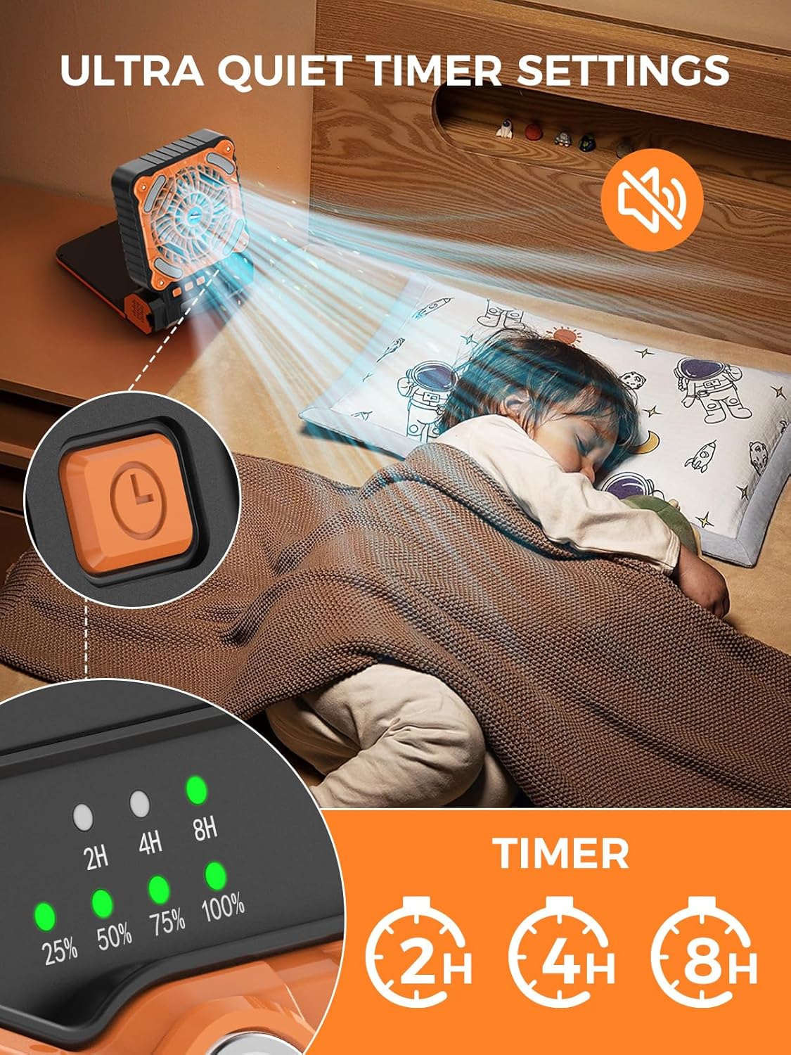 Detalle 2 de Smiling Shark FS-99: Ventilatore da Campeggio con LED, Batteria 6000 mAh, 4 Velocità e Ricarica Solare