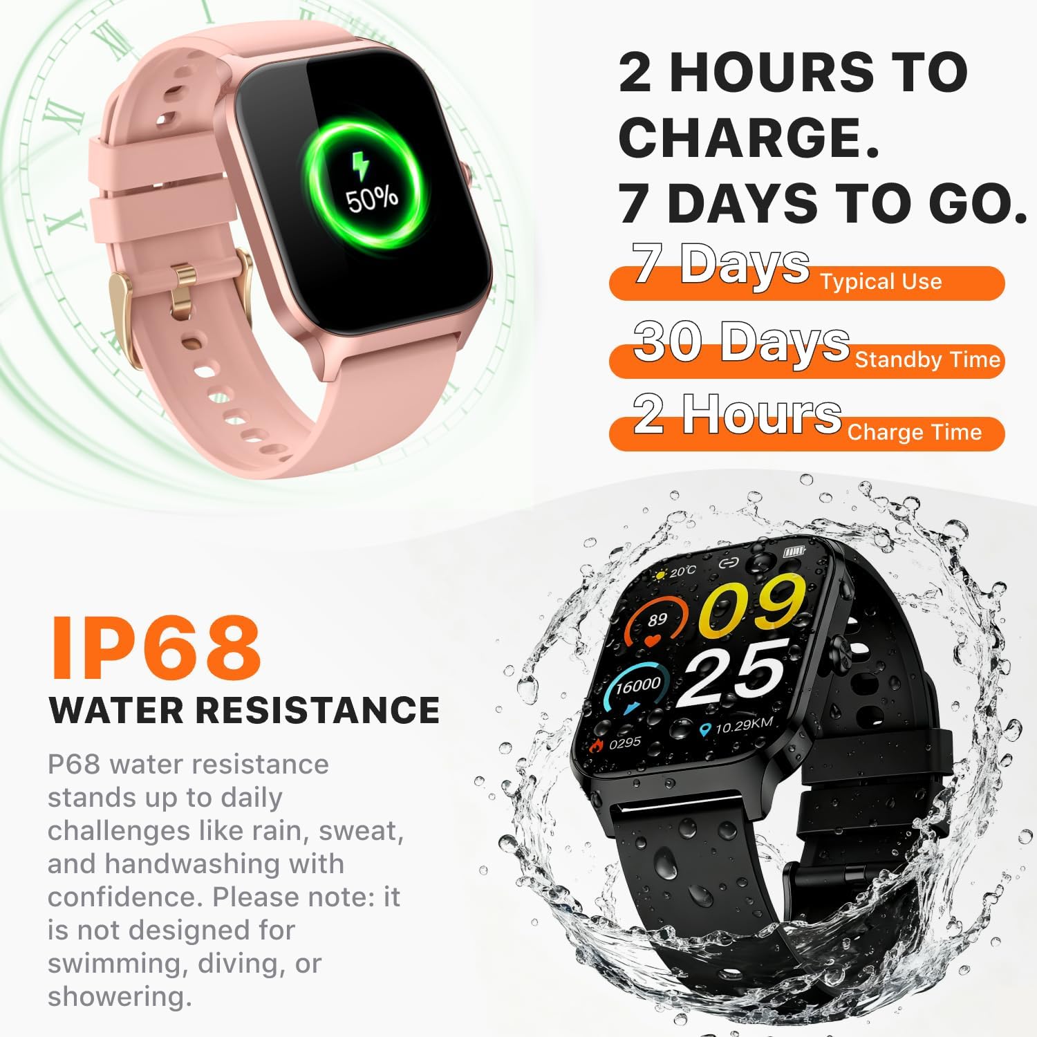 Detalle de Kriutefy Smart Watch for Women & Men (Sakura Pink) – Bluetooth Calling, 110+ Sports Modes and Sleep Tracking