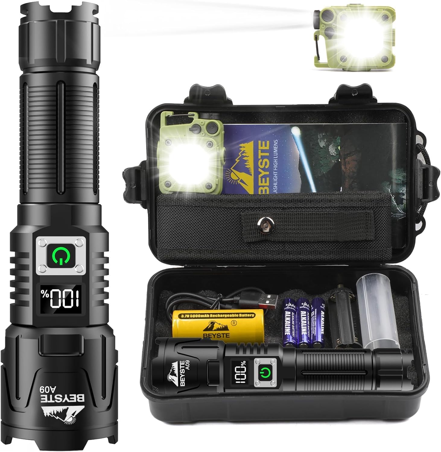 Detalle de BEYSTE Taschenlampe LED Aufladbar 500000 Lumen