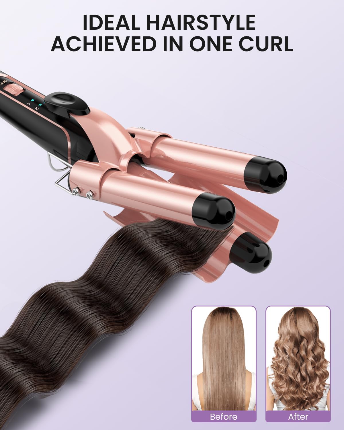 Detalle de Boucleur à Cheveux Ionique BESTOPE PRO 5-en-1 – 3 mèches et peigne chauffant pour des boucles intenses