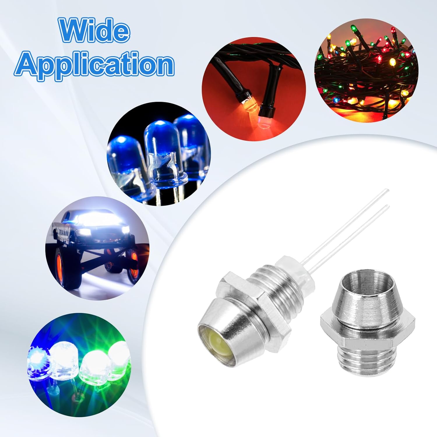 Detalle de PATIKIL 3mm Emitting Diode Holder – 30 Pcs Copper LED Mounting Brackets