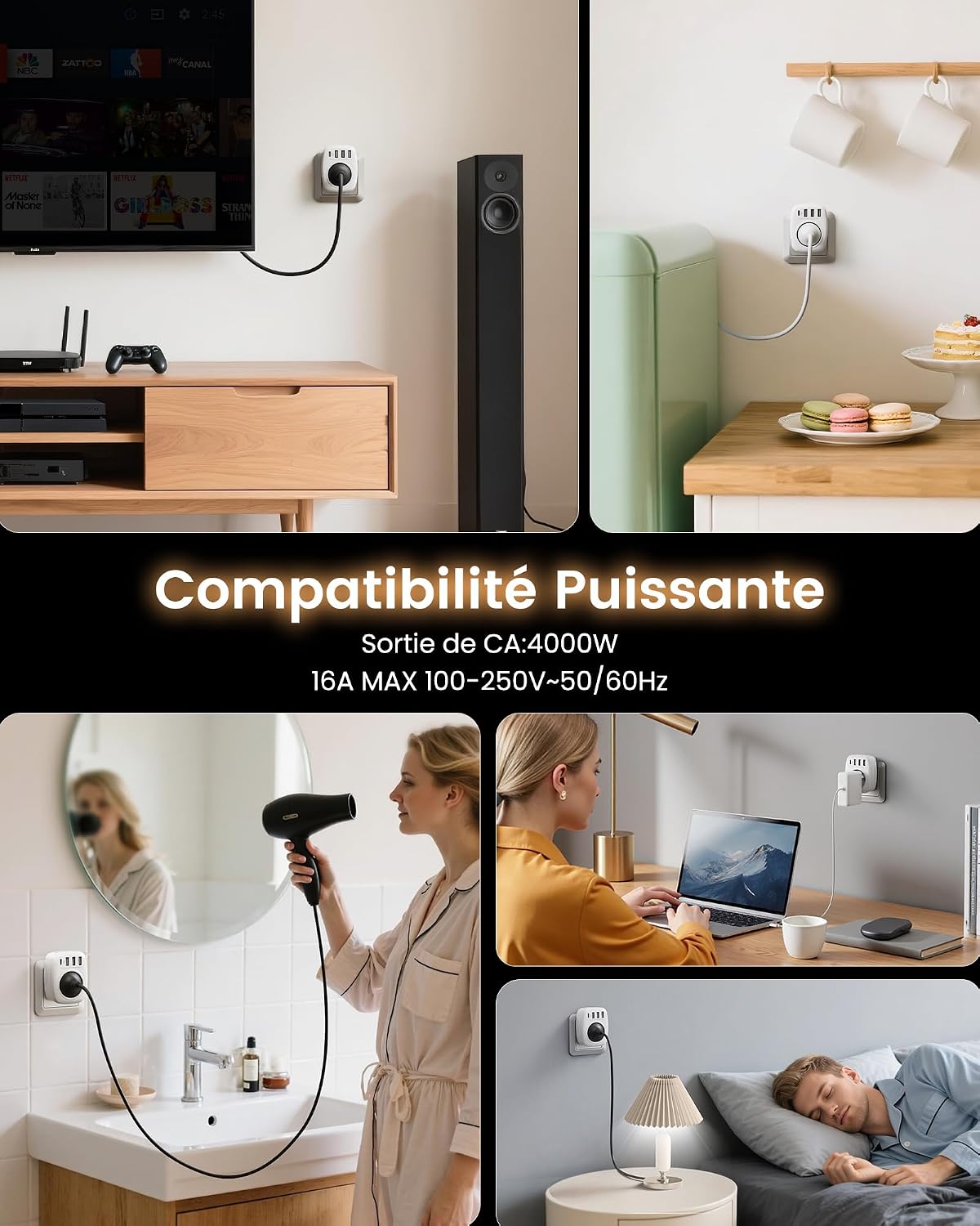 Detalle 2 de LENCENT Prise Secteur Multiple 4000W 🔌