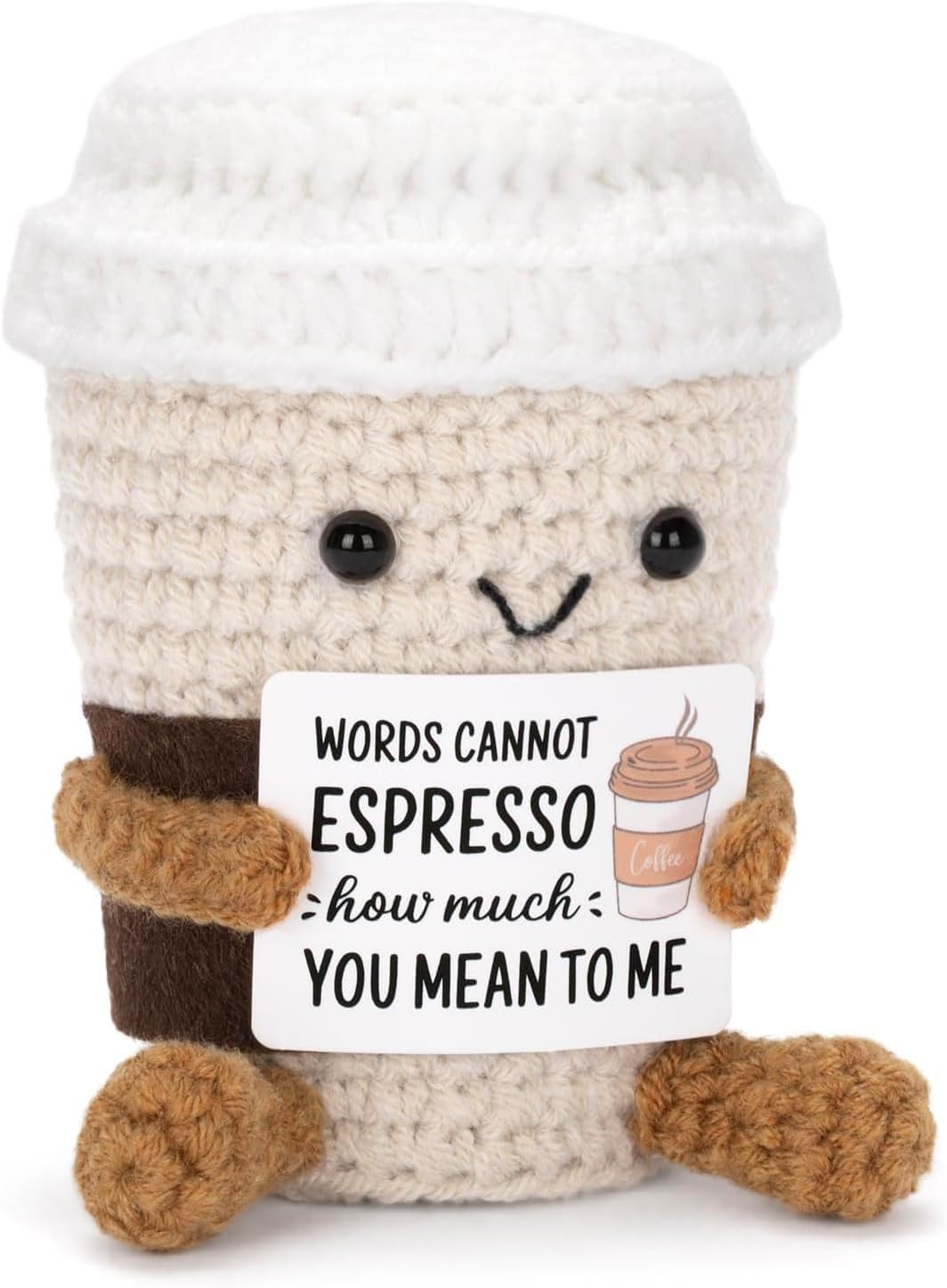 Bafiwu Crochet Espresso: Positive Coffee Cup Decor for Lovers of Fun and Fitted with a Smile