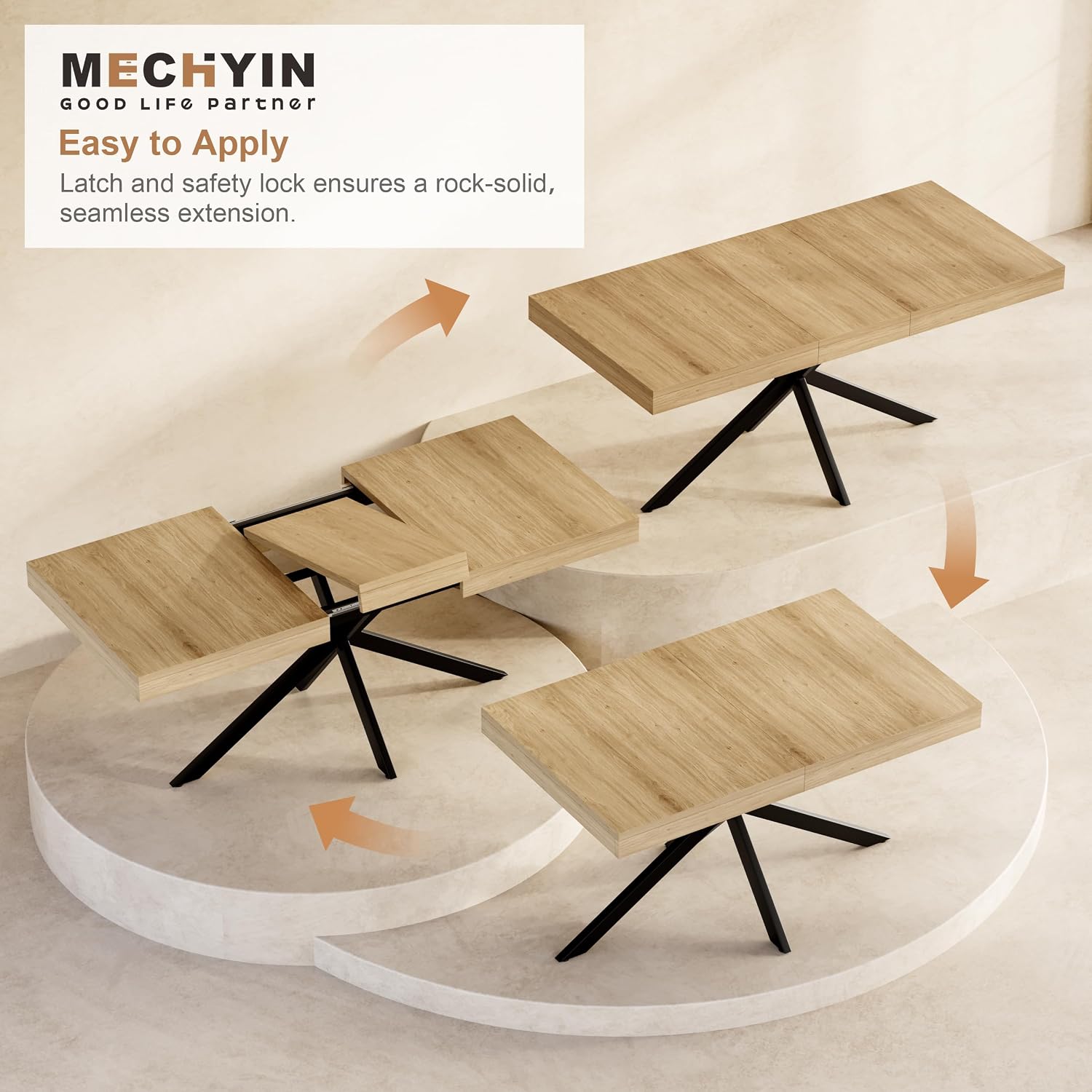 Detalle de MECHYIN Extendable Dining Table, Oak