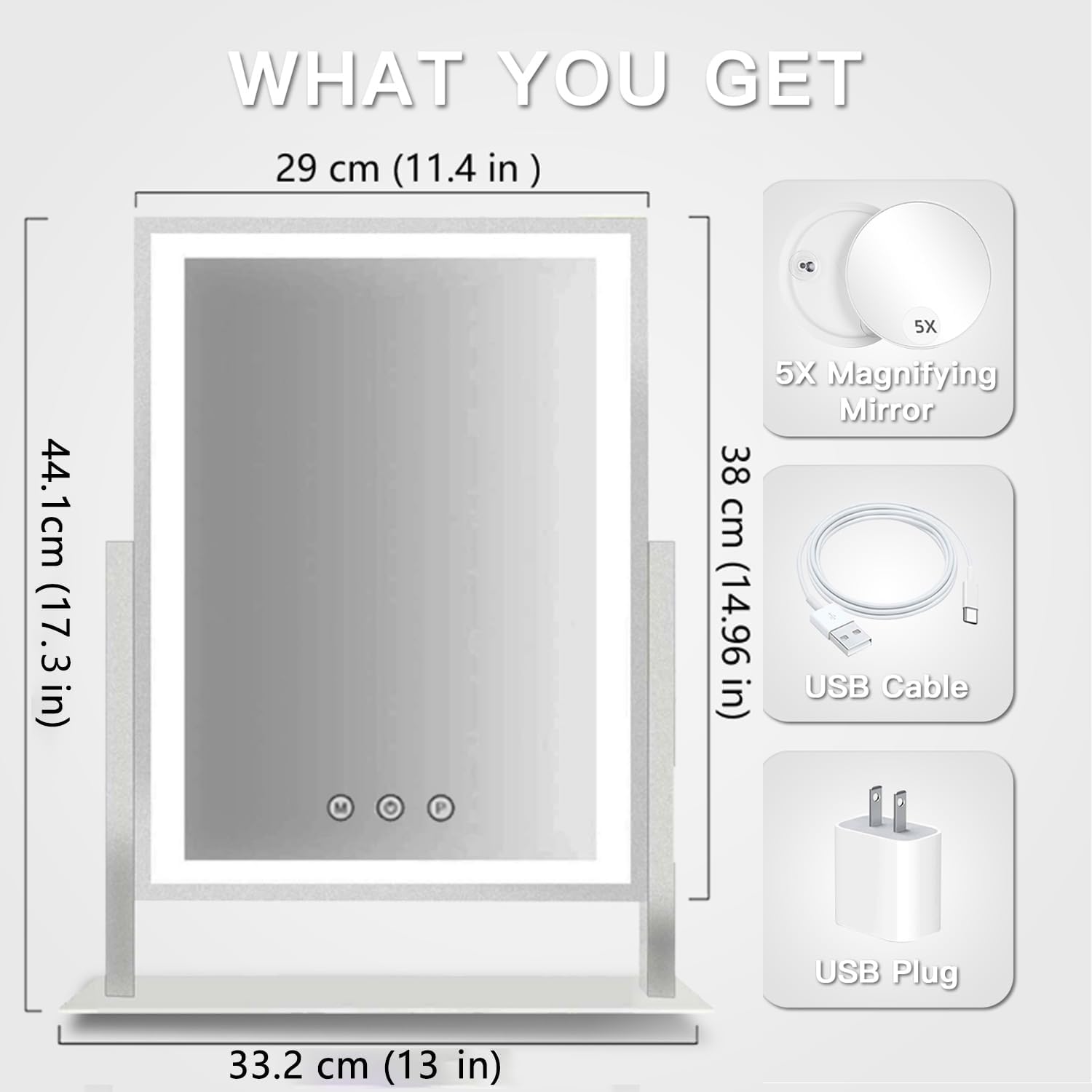 Detalle 2 de HIEEY Lighted Makeup Mirror 17.3in ๐