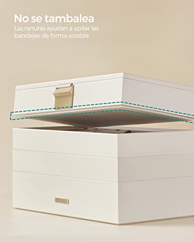 Detalle de SONGMICS Caja Joyero Apilable de 4 Capas con Tapa de Cristal Transparente (Colección GISELLA)