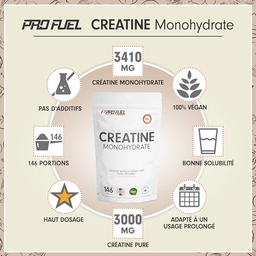 Thumbnail 1 de ProFuel Créatine Monohydrate Poudre 500g – créatine mono micronisée, vegan, dosage élevé