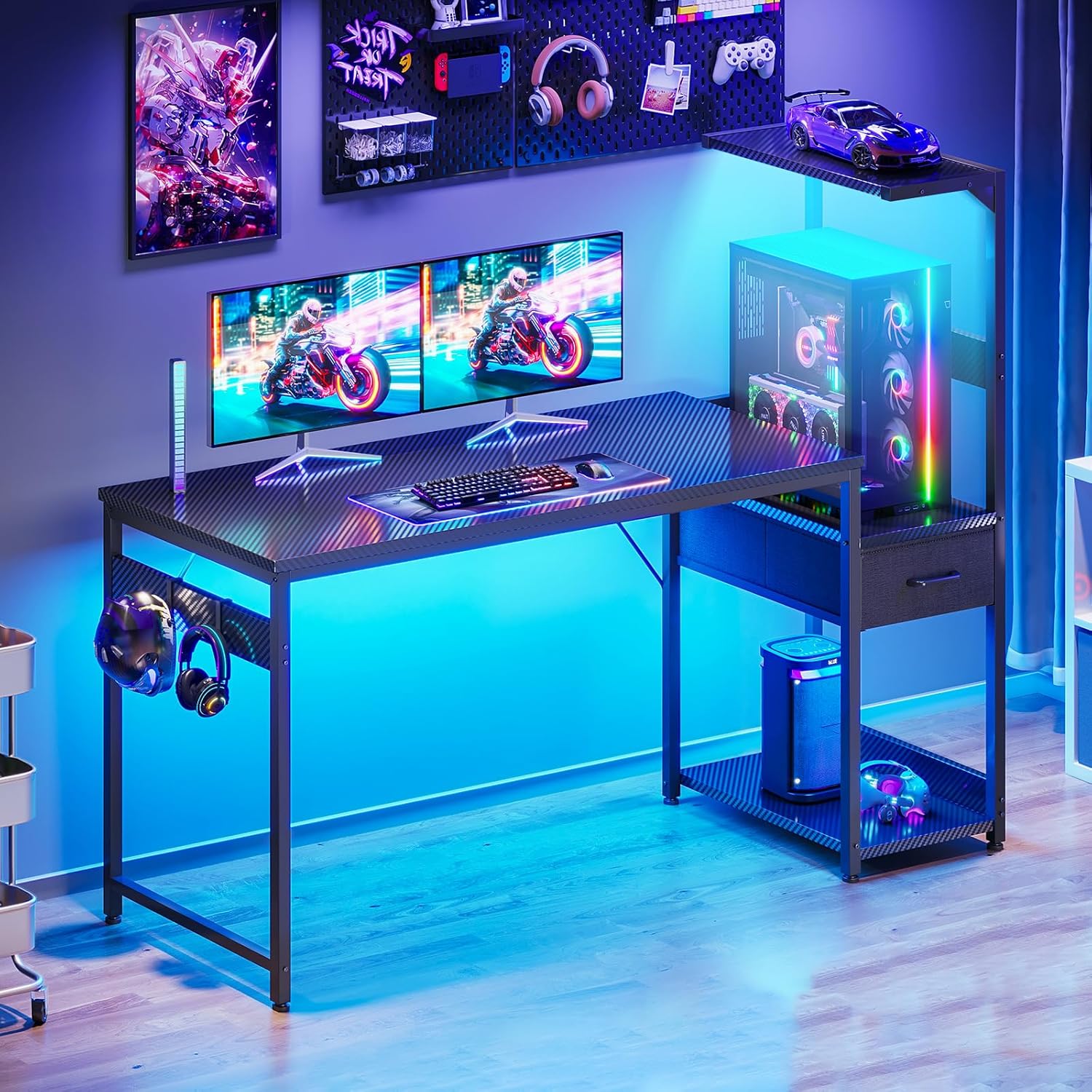 Detalle 2 de Coleshome Scrivania Gaming 138×48cm con LED