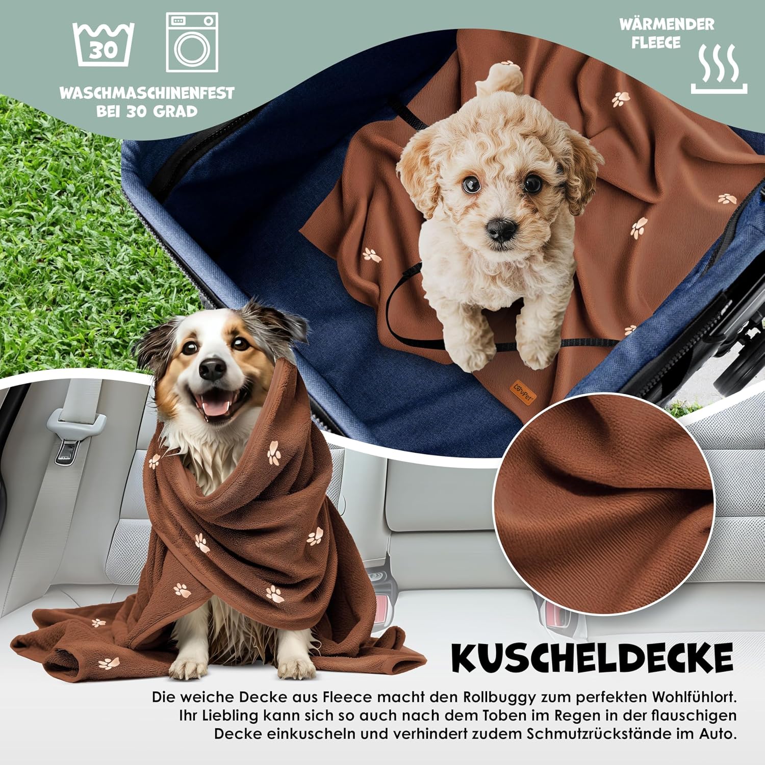 Detalle 2 de LOVPET Hundewagen 2in1: Robuster Buggy & Transportbox für Hunde bis 20 kg