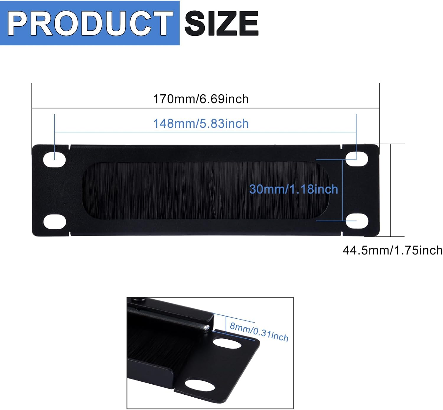 Thumbnail 1 de GeeekPi Cable Entry Panel with Brush Strip (1U, 7in) for DeskPi RackMate TT – Black