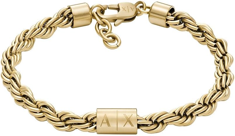 Thumbnail 4 de Armani Exchange bracelet homme en acier inoxydable doré à fermoir mousqueton
