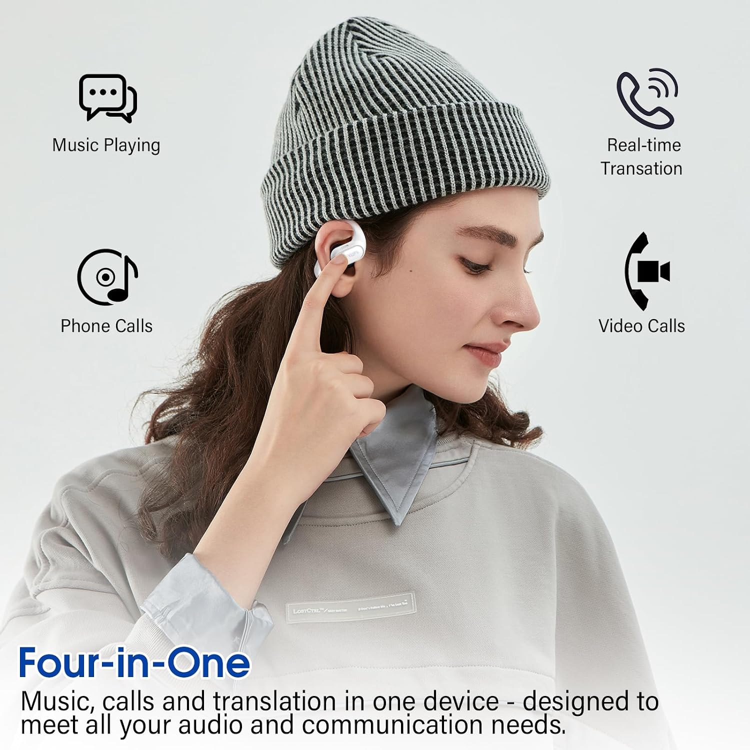Thumbnail 6 de Open Ear Headphones: Bluetooth 5.4 Wireless Earbuds with Live Translation & 50H Power Display