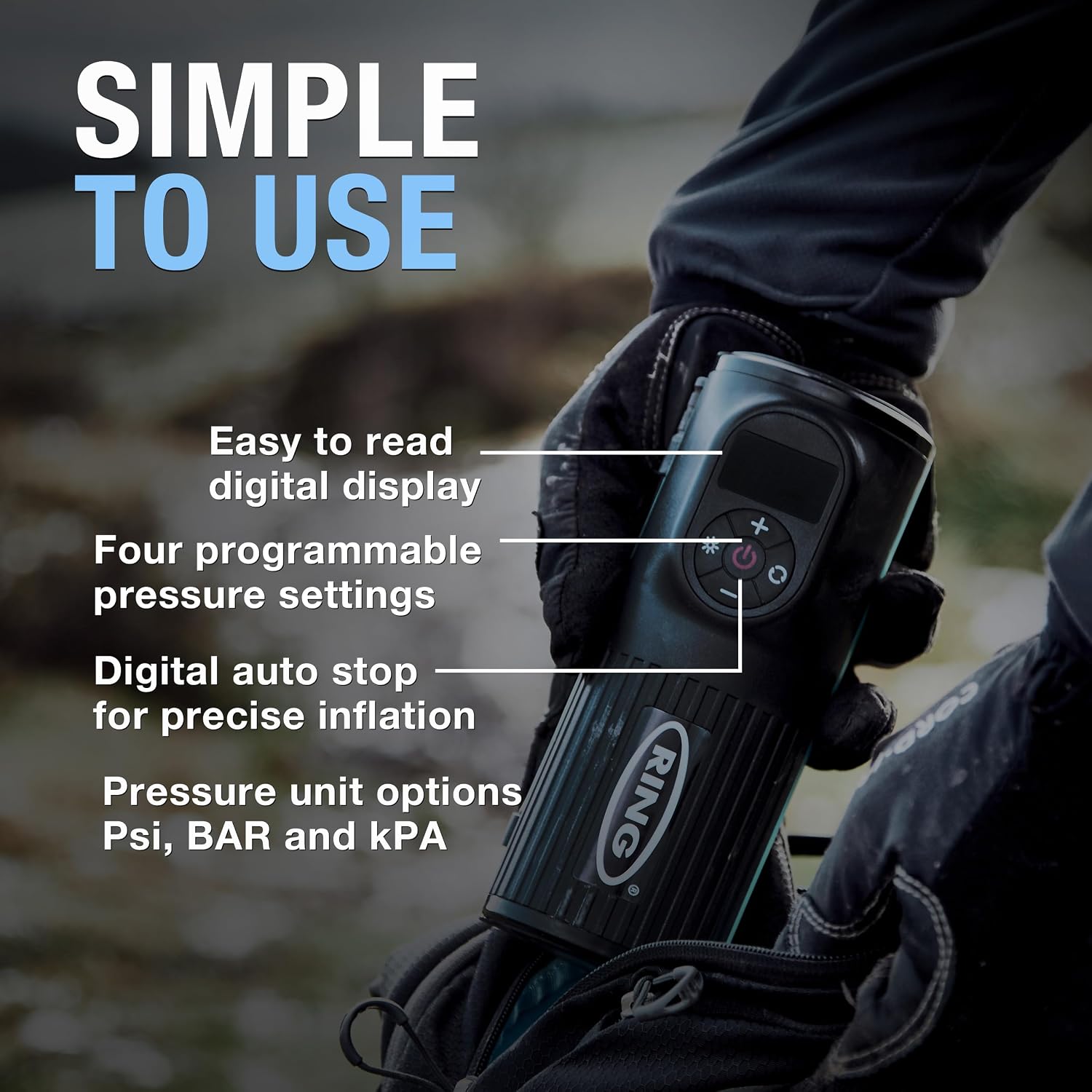 Detalle 1 de RING TyreInflate GO 2 cordless tyre inflator 2,000mAh