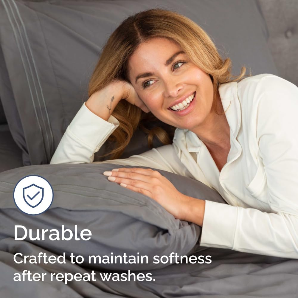 Thumbnail 4 de Queen 6 Piece Sheet Set – Comfy, Breathable & Cooling in Dark Grey