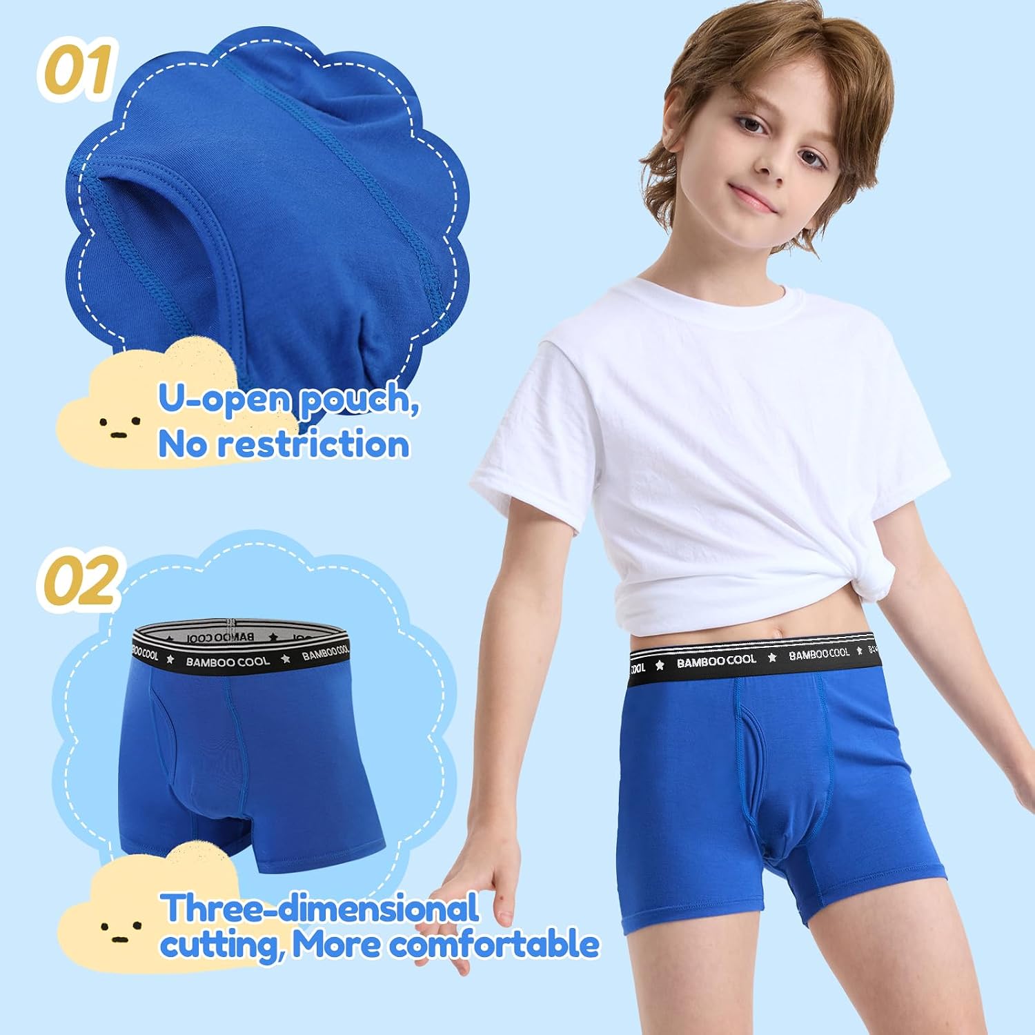 Detalle de BAMBOO COOL Boys' Boxer Briefs, Bamboo Viscose