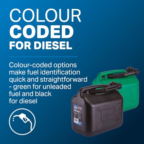 Thumbnail 5 de Draper 10L Plastic Petrol Can with 290mm Spout: Diesel/Unleaded Colour-Coded Jerry Can