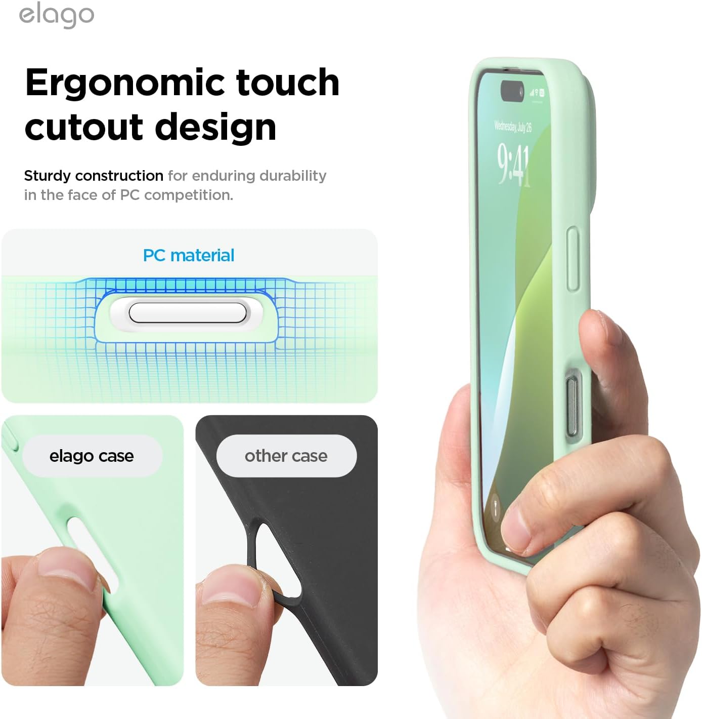 Thumbnail 6 de elago Liquid Silicone Case for iPhone 16 Pro Max (Soft Mint) – Full Protection, Slim Grip