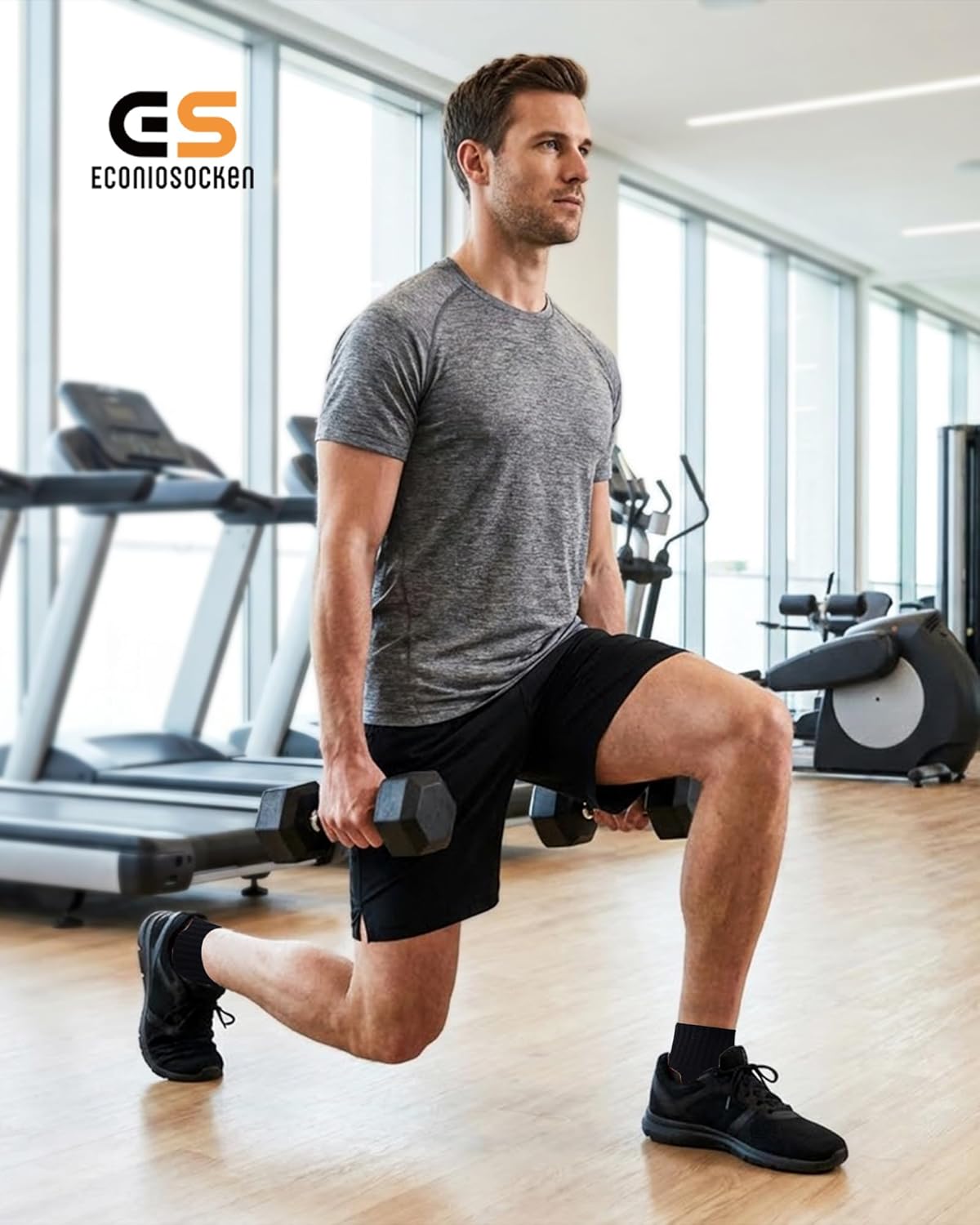 Thumbnail 1 de EconioSocken Calzini sportivi corti traspiranti da uomo (cotone) da corsa, tennis e lavoro, 6/10 paia