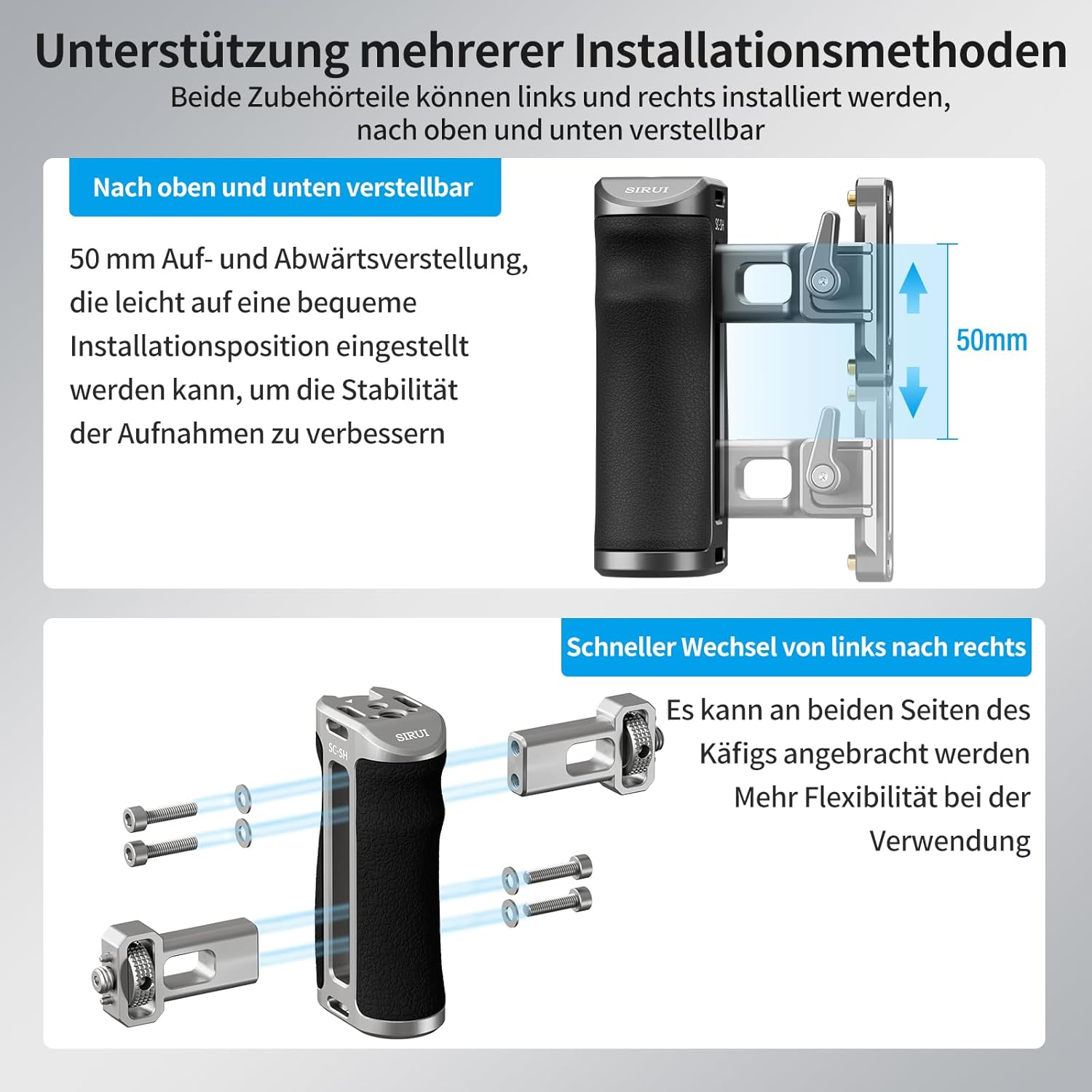 Thumbnail 6 de SIRUI Seitenhandgriff SC-SH – Vielseitiger Kamerakäfig-Griff mit NATO-Schiene
