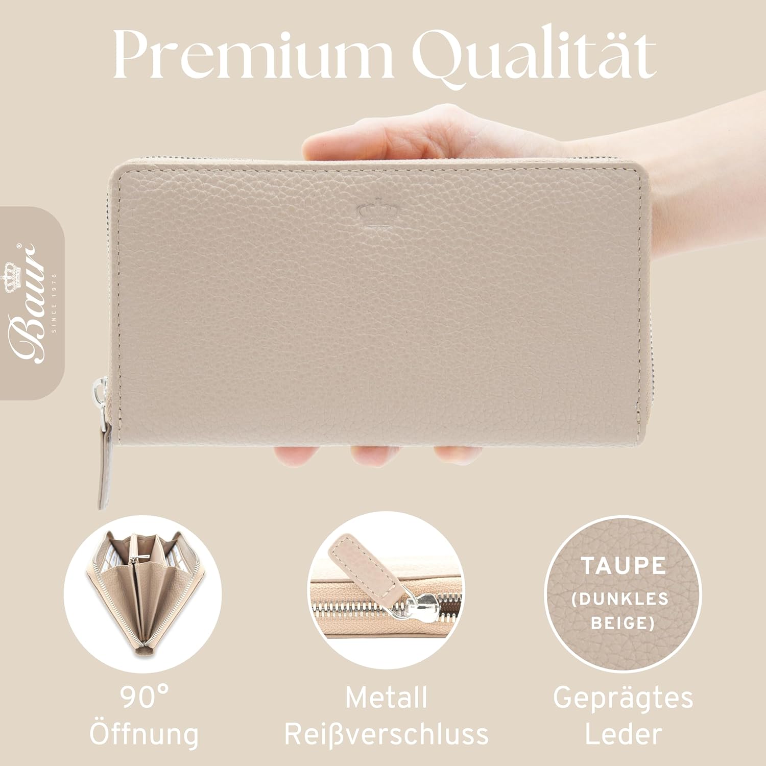Thumbnail 4 de Baur Damen Geldbörse – Echtes Leder mit RFID-Schutz und Rundum-Reißverschluss