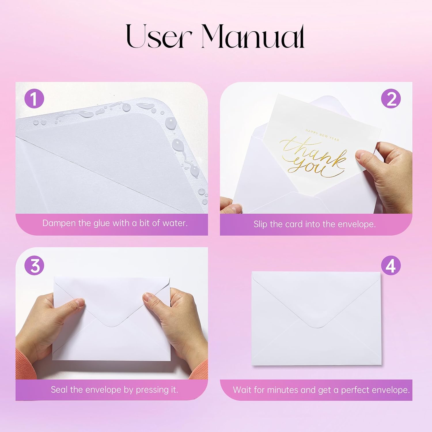 Detalle de Packpal Blank Folded Cards and Envelopes, 50-Pack, White 4 x 6 in