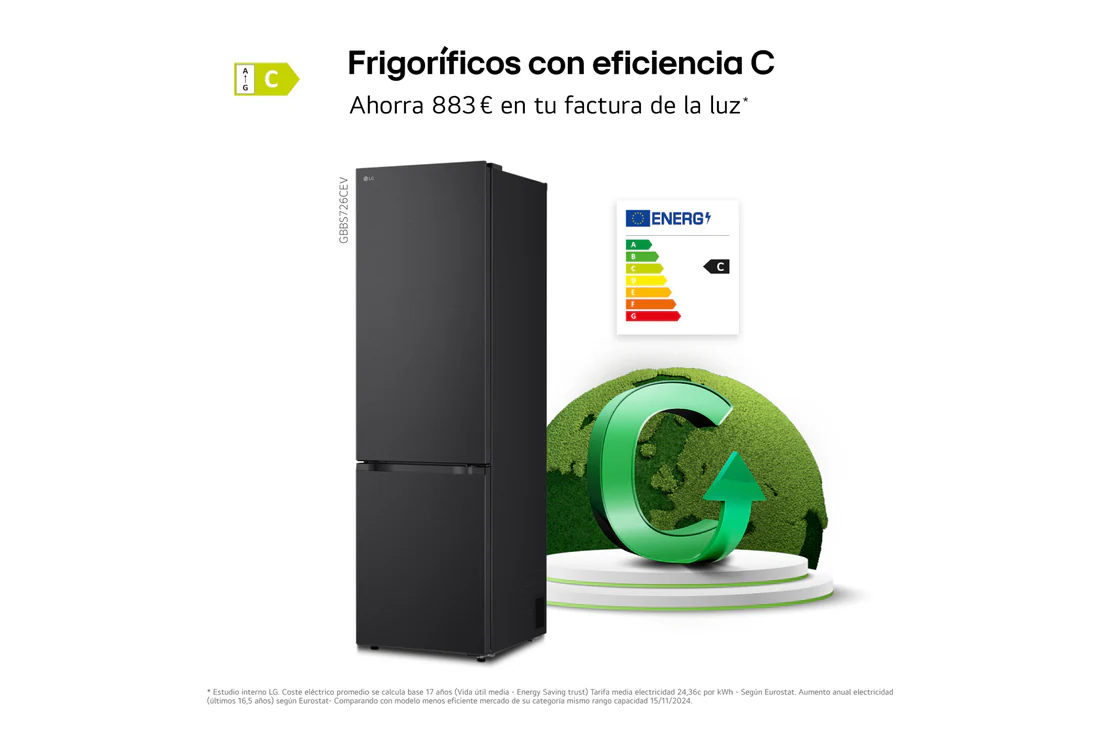 Thumbnail 1 de Frigorífico Combi LG GBBS726CEV DoorCooling+, 375 L, Serie 700, Acero grafito antihuellas