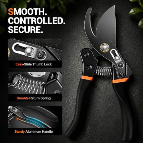 Detalle de DECERK Professional Bypass Garden Secateurs: Heavy Duty for 3/4" Branches