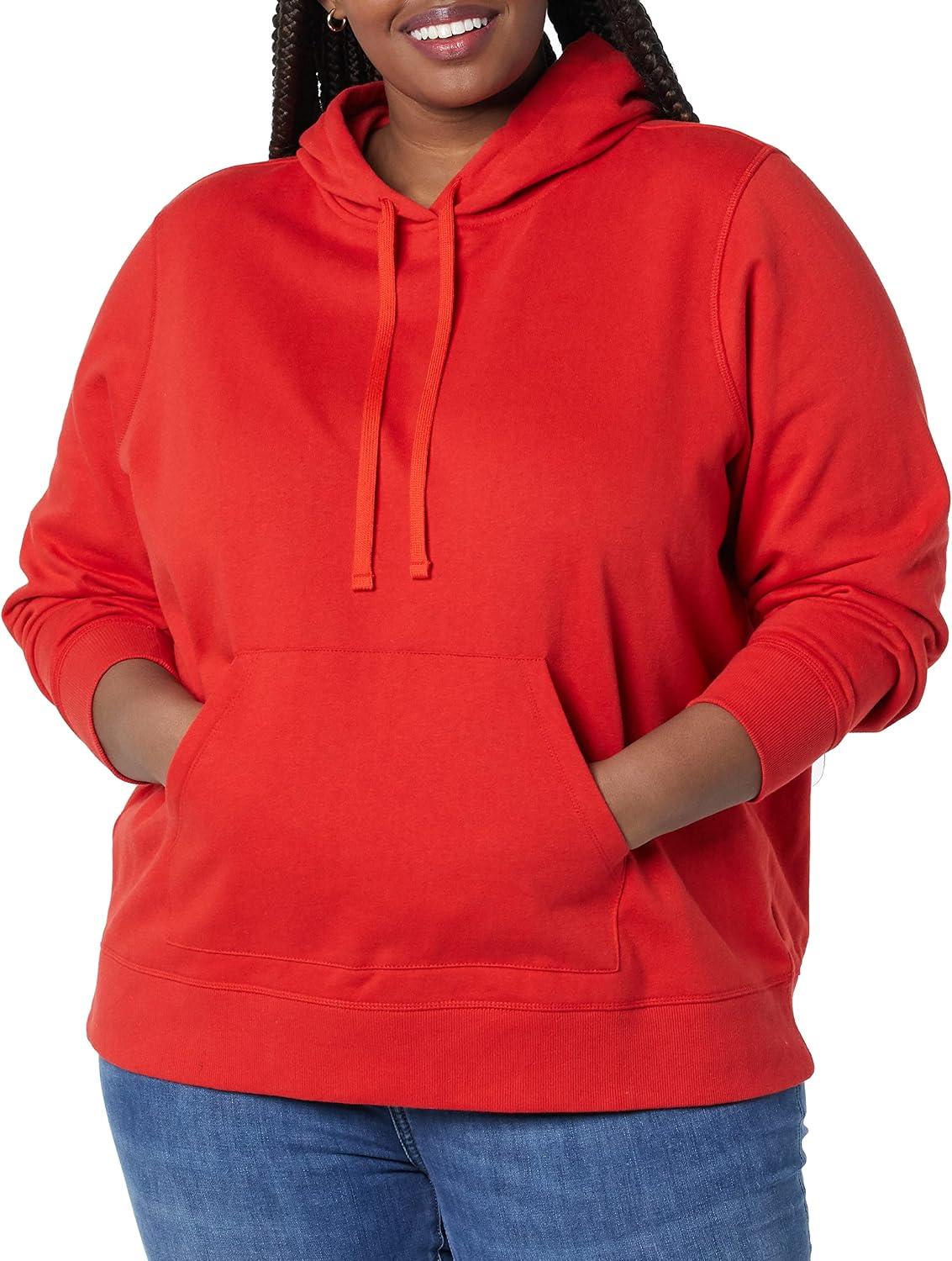 Detalle de Amazon Essentials Damen Fleece-Kapuzenpullover – normale Passform, kuschelige Innenseite aus Fleece (auch in Übergröße erhältlich)