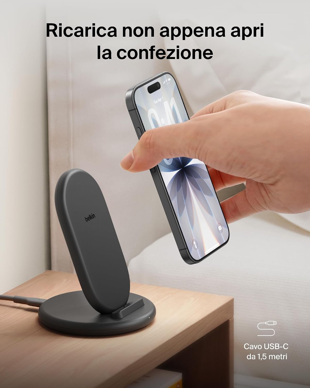 Thumbnail 2 de Belkin BoostCharge Caricatore Wireless con Supporto