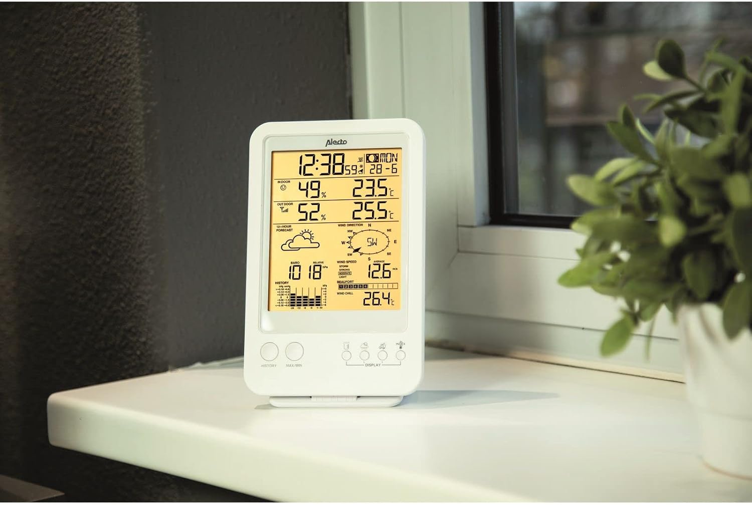 Detalle 1 de Alecto WS-4800 – radiowa stacja pogodowa, ekran 5,5″, czujnik do 100 m