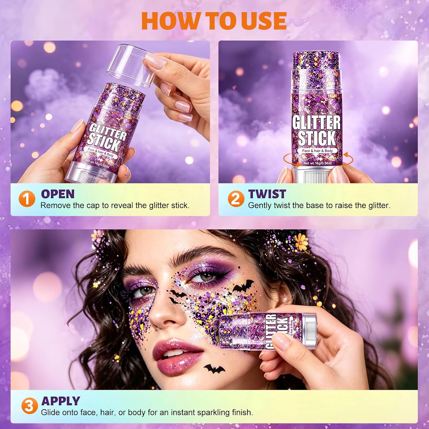 Thumbnail 6 de AROIC Glitter Stick 6p-Halloween, 6-Color Face & Hair Glitter Set