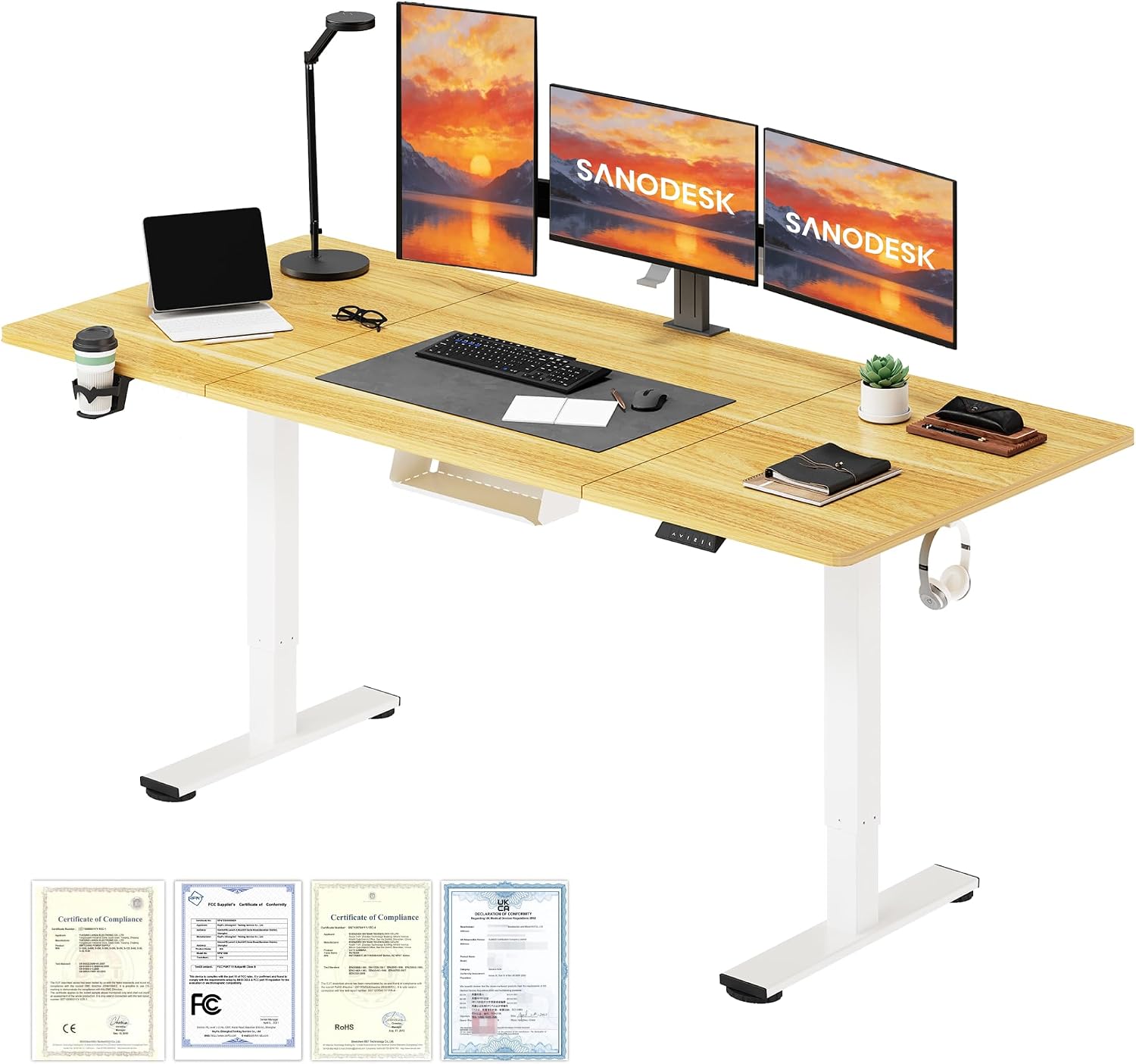 Detalle de SANODESK 180 x 80 cm Escritorio elevable eléctrico