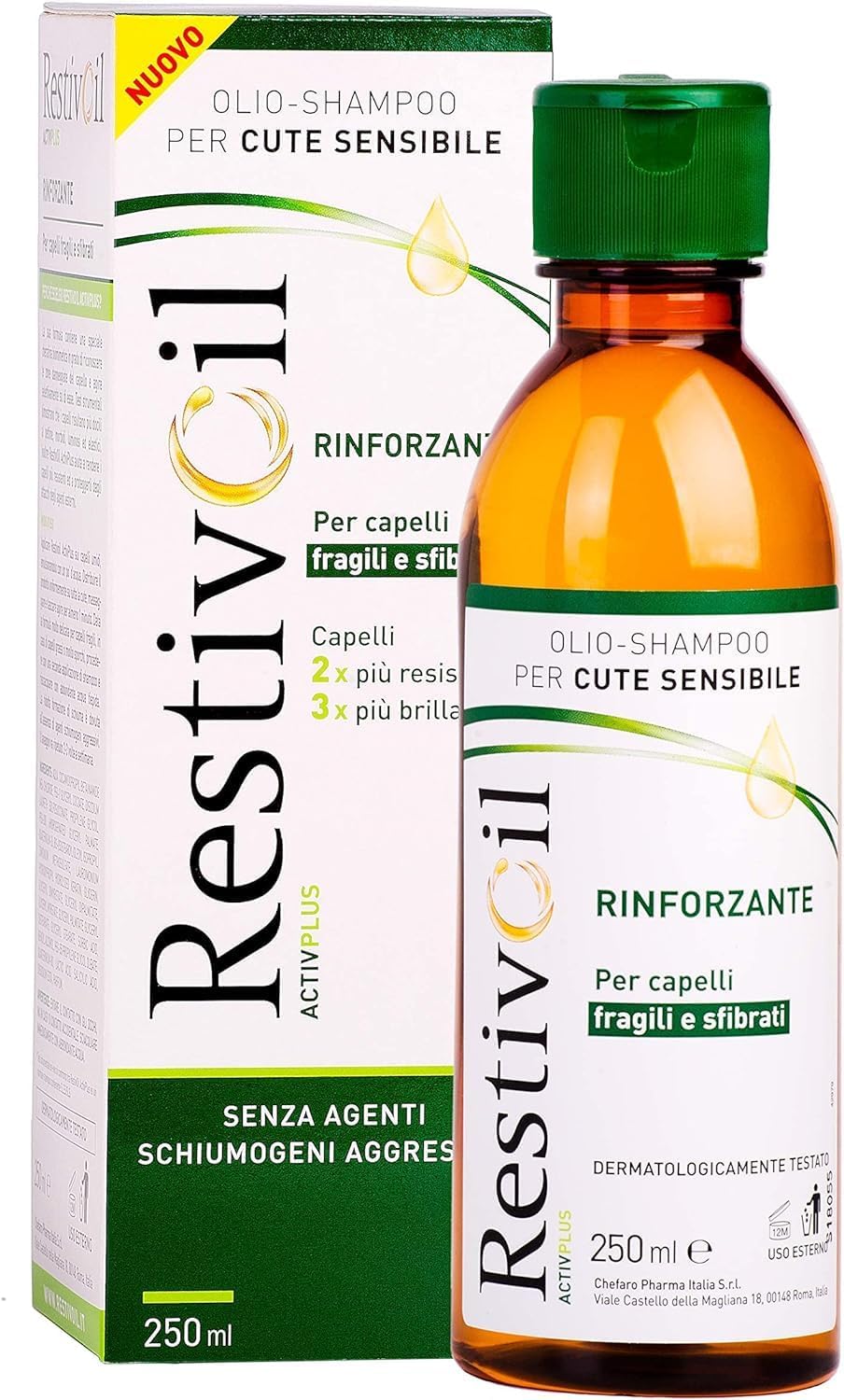 Detalle de RestivOil Activplus Olio Shampoo Rinforzante per Capelli Fragili e Sfibrati, Senza Schiuma, 250 ml