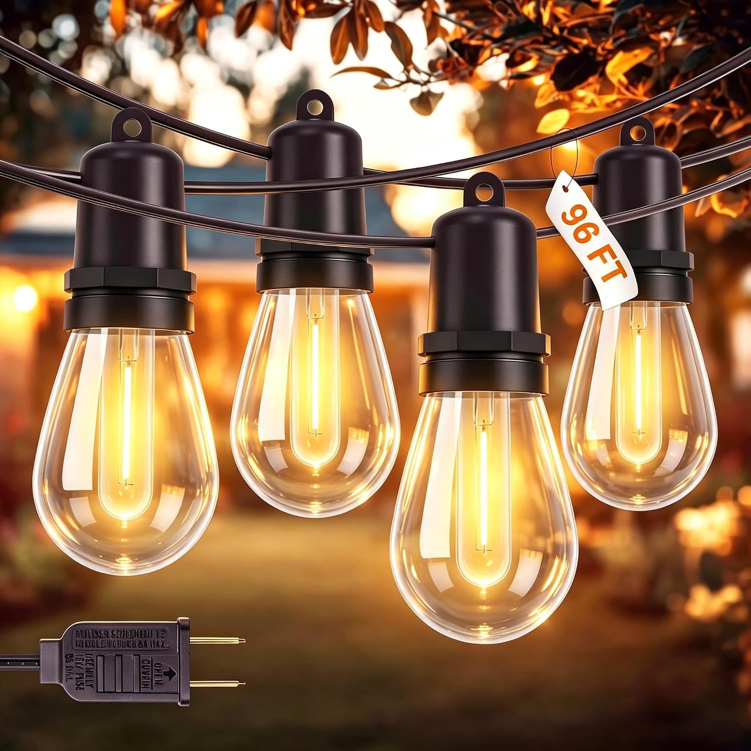 Detalle de Adirxon S14 96 ft Outdoor LED String Lights