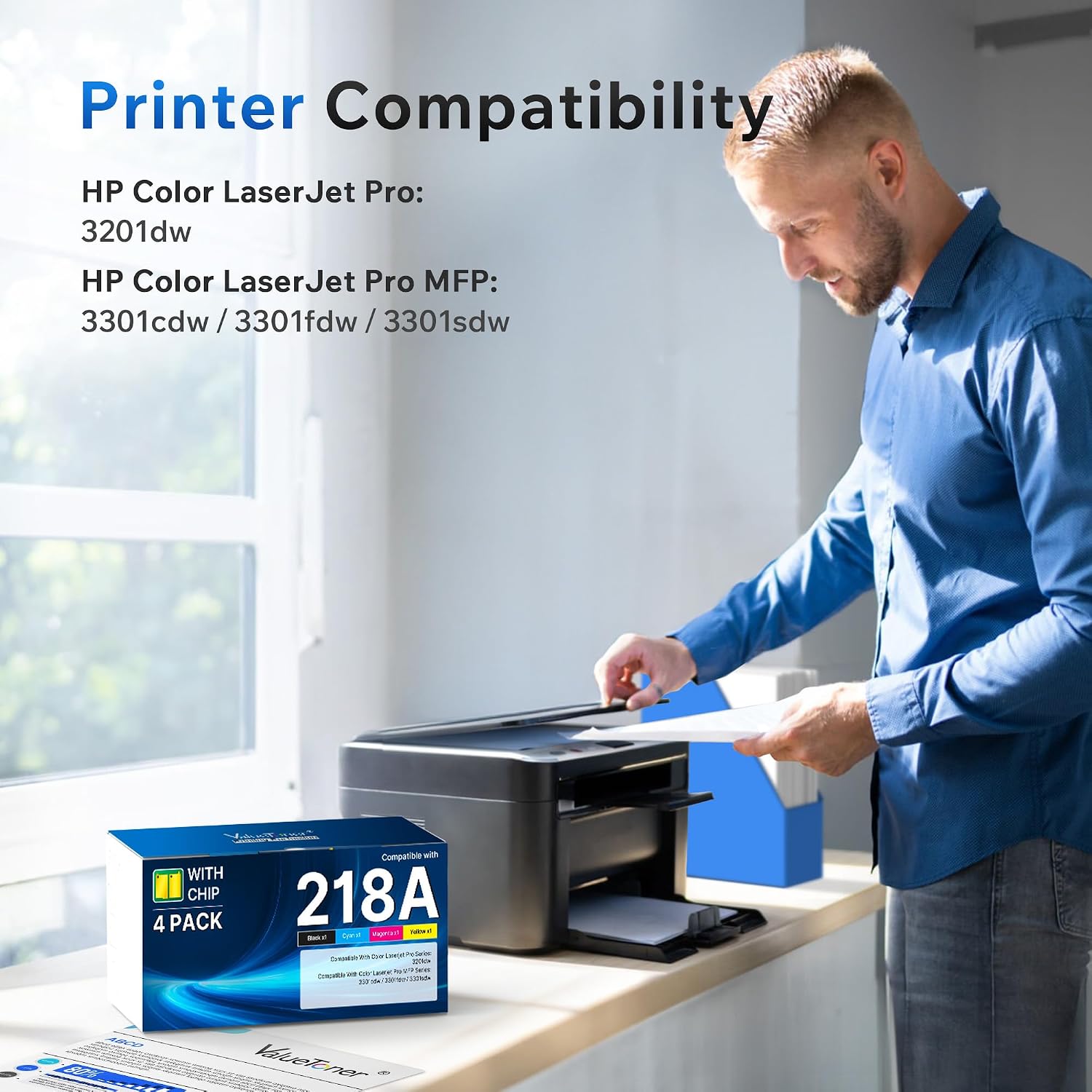 Detalle 1 de Valuetoner 218A Toner Cartridge 4-Pack with Chips for HP Color LaserJet Pro