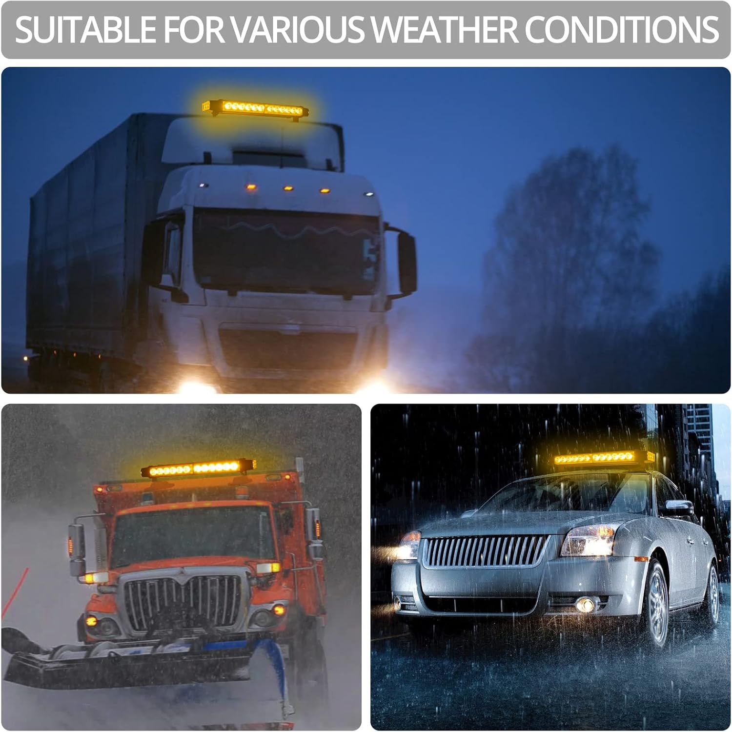 Thumbnail 6 de Justech 30LEDs Car Emergency Light Bar 30W amber strobe with magnetic base (12V/24V)