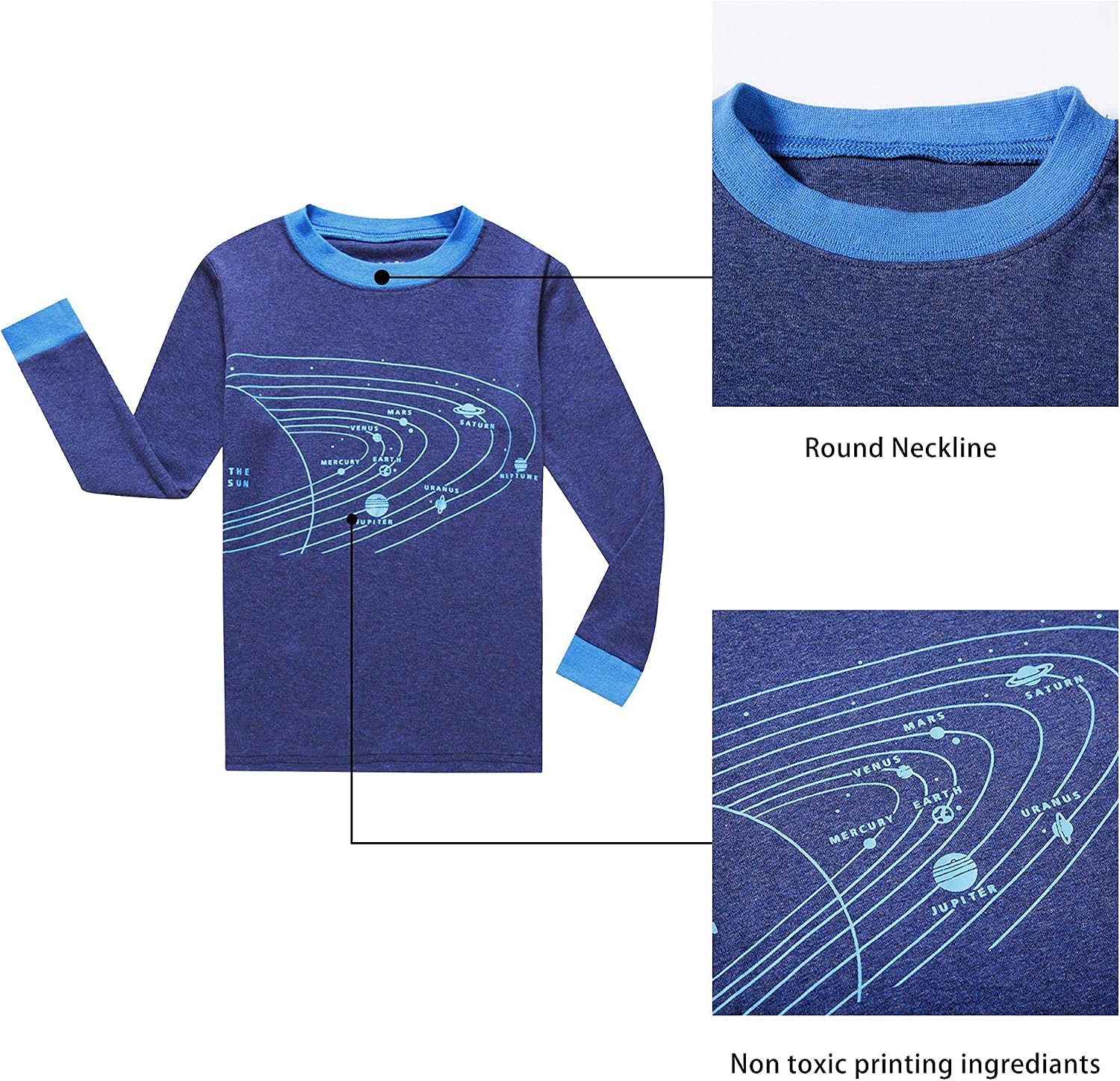 Detalle 2 de KikizYe 2022SD-WSJ Kids Pajama Set, 100% Cotton Tee and Matching Pants